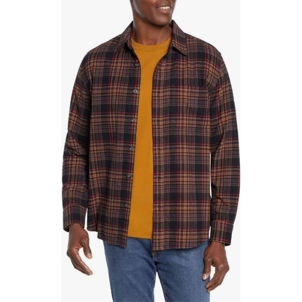 Eddie Bauer Flannel Shirt Night Sky Ohio Plaid Button Up Long Sleeve Medium‎ NWT